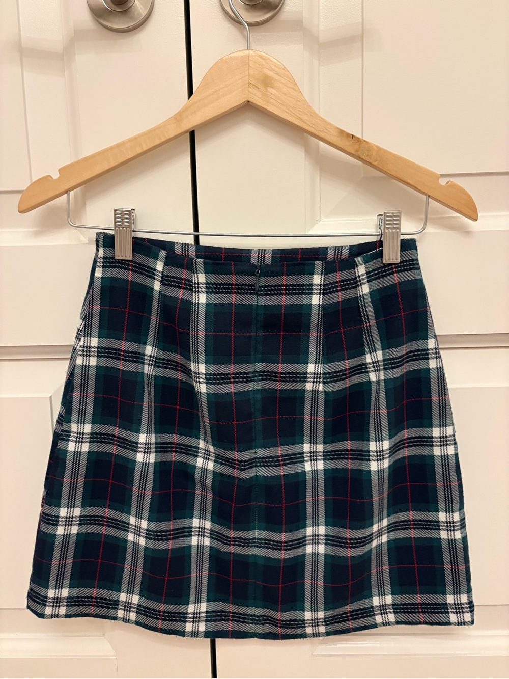 Brandy Melville Green, White & Navy Plaid Mini Skirt
